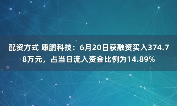 配资方式 康鹏科技：6月20日获融资买入374.78万元，占当日流入资金比例为14.89%